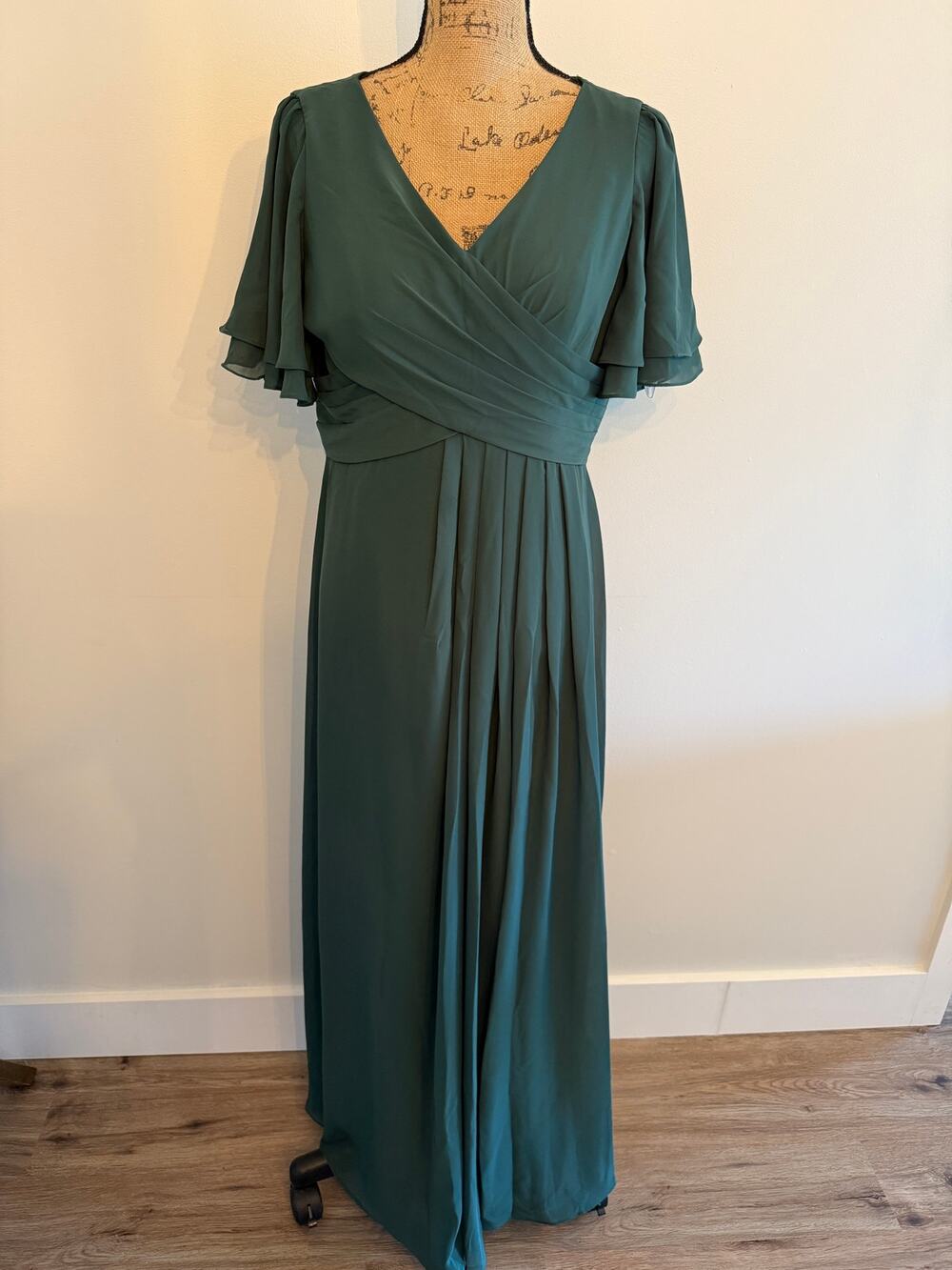 JJ’s House A-line V-Neck Floor-Length Chiffon Bridesmaid Dress #254693 Size 14